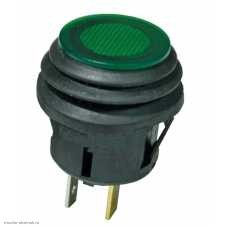 Кнопка d20 OFF-ON 3pin с фиксацией SC-777 влагозащищенная с подсветкой 12V зеленая