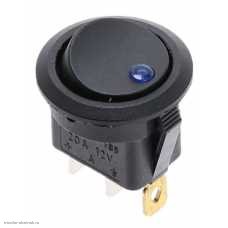 Переключатель d20 ON-OFF 3pin KCD1-8-101EN SC-777D с подсветкой 12V синий