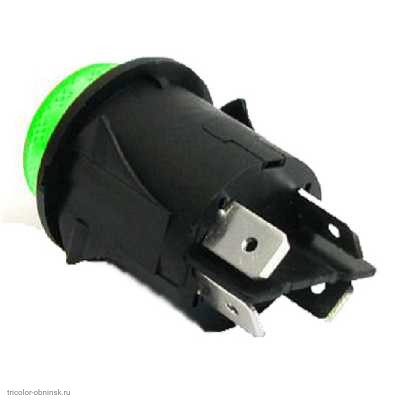 Кнопка d23 на 2 положения с фиксацией 4 pin 250V 15А с подсветкой зеленый