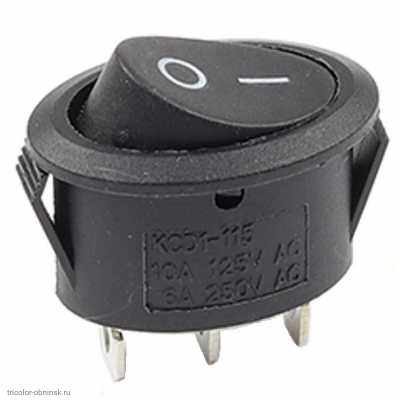 Переключатель 13х21мм на 2 положения перекидной 3 pin 250V 6А без подсветки черный