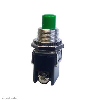 Кнопка M12 на 2 положения на замыкание 2pin (винт) 250V 4A (12V 8A) зеленый