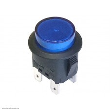Кнопка d20 на 2 положения с фиксацией 4 pin 250V 15А с подсветкой синий