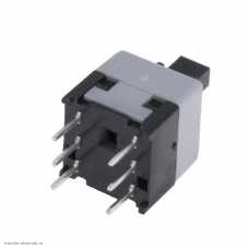 K145 Кнопка модульная mini 8,5х8,5 6 pin без фиксации off-(on) [чёрный]