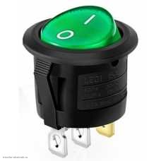 Переключатель d20 ON-OFF 3pin KCD1-8-101N SC-777 c подсветкой 12V зеленый