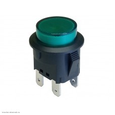 Кнопка d20 на 2 положения с фиксацией 4 pin 250V 15А с подсветкой зеленый