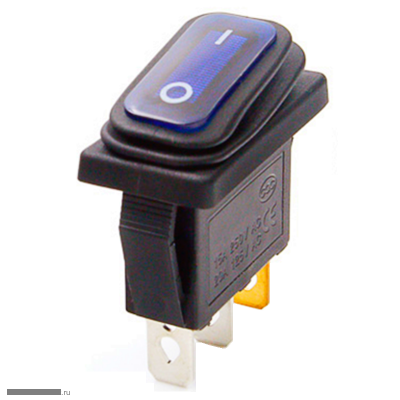 Переключатель 11x30 ON-OFF 3pin KCD3-101NW SC-791WL влагозащищенный с подсветкой 12V синий