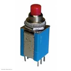 Кнопка М8 2 группы перекидных контактов 6pin 250V 2A без подсветки красный