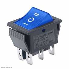 Переключатель 22X30 ON-OFF-ON (2 группы) 6pin KCD2-203N с подсветкой 12V синий