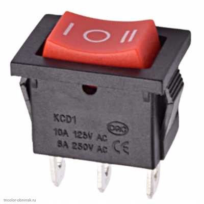 Переключатель 09х14мм на 3 положения нейтраль  с фиксацией  3 pin 250V 3A без подсветки красный