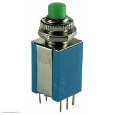 Кнопка М8 2 группы перекидных контактов 6pin 250V 2A без подсветки зеленый