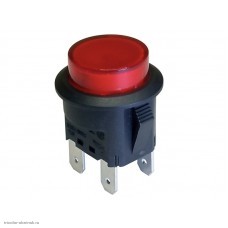 Кнопка d20 OFF-ON 2 группы с фиксацией 12V 25A 4pin SC-7087M с посветкой 12V красная