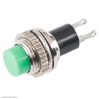 Кнопка М10 на 2 положения на замыкание 2 pin 250V 1А без подсветки гайка сверху зеленый