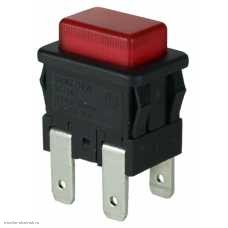 Кнопка13х19мм на 2 положения на замыкание 4 pin 250V 15А с подсветкой синий
