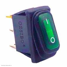 Переключатель 11x30 ON-OFF 3pin KCD3-101NW SC-791WL влагозащищенный с подсветкой 12V зеленый