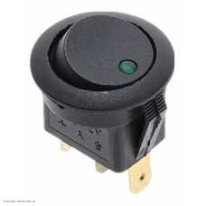 Переключатель d20 ON-OFF 3pin KCD1-8-101EN SC-777D с подсветкой 12V зеленый