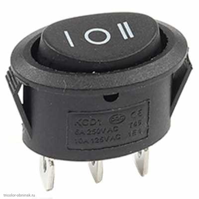 Переключатель 13х21мм на 3 положения нейтраль с фиксацией 3 pin 250V 6A без подсветки черный