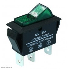 Переключатель 11x30 ON-OFF 3pin KCD3-5-101N SC-791 ASW-09D с подсветкой 12V зеленый