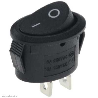 Переключатель 13х21мм на 2 положения на замыкание 2 pin 250V 6А без подсветки черный