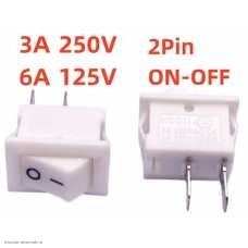 Переключатель 09х14мм на 2 положения на замыкание 2 pin 250V 3А без подсветки белый