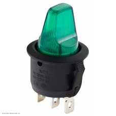 Переключатель d20 ON-OFF 3pin KCD1-5-101NH SC-777T B-224 с подсветкой 12V зеленый