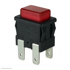 Кнопка13х19мм на 2 положения с фиксацией 4 pin 250V 15А с подсветкой красный