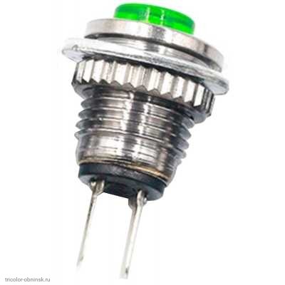 Кнопка М8 на 2 положения на замыкание 2 pin 250V 2А без подсветки зеленый