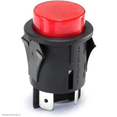 Кнопка d23 OFF-(ON) 2 группы на замыкание 12V 25A 4pin SC-7087 с посветкой 12V красная