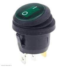 Переключатель d20 ON-OFF 3pin KCD1-8-101NW SC-777 WL влагозащищенный с подсветкой 12V зеленый