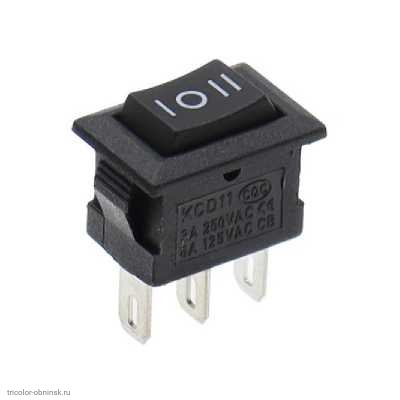 Переключатель 09х14мм на 3 положения нейтраль  с фиксацией  3 pin 250V 3A без подсветки черный