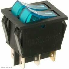 Переключатель 22X30 ON-OFF (2 независимых группы) 6pin KCD2-2101N SC-797 с подсветкой 12V синий