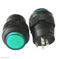 Кнопка М16 на 2 положения с фиксацией 4 pin 250V 3А с подсветкой светодиод 3V зеленый