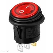 Переключатель d20 ON-OFF 3pin KCD1-8-101NW SC-777 WL влагозащищенный с подсветкой 12V красный