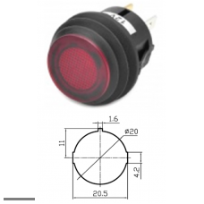 Кнопка d20 OFF-ON 3pin с фиксацией SC-777 влагозащищенная с подсветкой 12V красная
