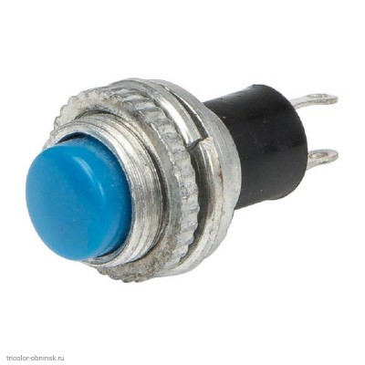 Кнопка М10 на 2 положения на замыкание 2 pin 250V 1А без подсветки гайка сверху синий