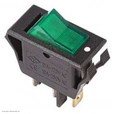 Переключатель 14х28мм на 2 положения на замыкание 3 pin 250V 15А с подсветкой зеленый