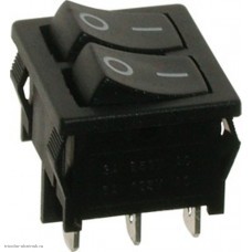 Переключатель 20х22мм на 2 положения перекидной 6 pin 250V 6А без подсветки черный двойной