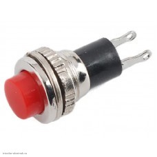 Кнопка М10 на 2 положения на замыкание 2 pin 250V 1А без подсветки гайка снизу красный