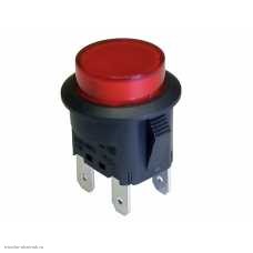 Кнопка d20 OFF-(ON) 2 группы на замыкание 12V 25A 4pin SC-7087M с посветкой 12V красная