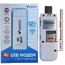 4G/3G/2G модем+Wi-Fi VEGATEL M24 (800/850/900/1800/2100/2600 Мгц CRC9) для любых операторов