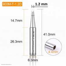Жало паяльника Element-900M-T- 1.2D никелированное два скоса