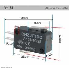 Микропереключатель SC799 3pin (519) пластина 10мм 250V 6A