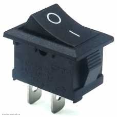 Переключатель 13х19мм на 2 положения на замыкание 2 pin 250V 6А без подсветки черный