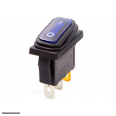 Переключатель 11х30мм на 2 положения на замыкание 3 pin 250V 15А с подсветкой влагозащищенный син.