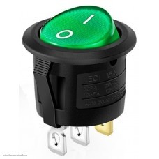 Переключатель d20 на 2 положения на замыкание 3 pin 250V 6А с подсветкой зеленый