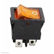 Переключатель 13х19мм на 2 положения на замыкание 4 pin 250V 6А с подсветкой желтый
