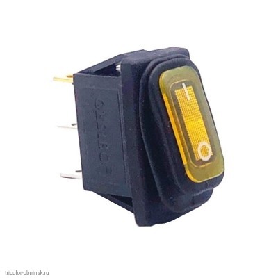 Переключатель 11х30мм на 2 положения на замыкание 3 pin 250V 15А с подсветкой влагозащищенный желт.