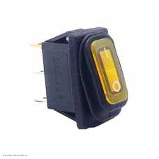 Переключатель 11х30мм на 2 положения на замыкание 3 pin 250V 15А с подсветкой влагозащищенный желт.