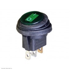 Переключатель d20 на 2 положения на замыкание 3 pin 250V 6А с подсветкой влагозащищенный зеленый