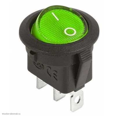 Переключатель d15 на 2 положения на замыкание 3 pin 250V 3А с подсветкой зеленый