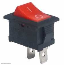 Переключатель 13х19мм на 2 положения на замыкание 2 pin 250V 6А без подсветки красный
